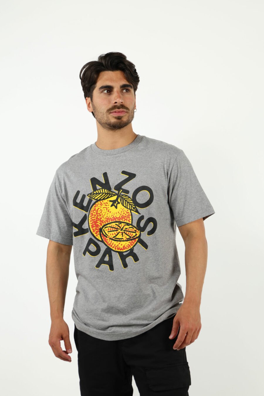 Camiseta gris con maxilogo "kenzo orange" - number13590