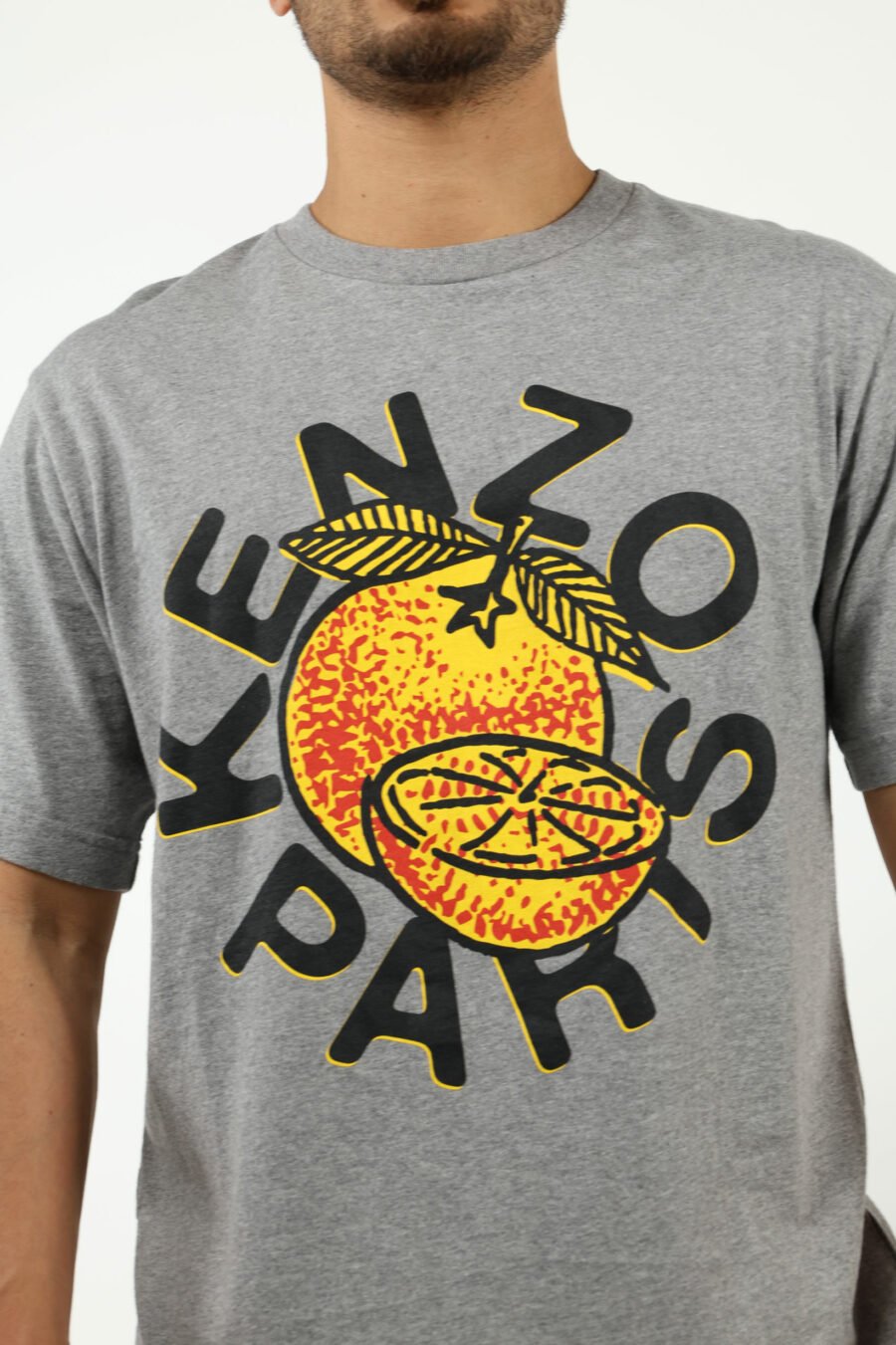 Camiseta gris con maxilogo "kenzo orange" - number13592