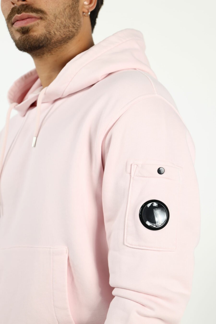 Sudadera rosa con capucha y bolsillo con minilogo lente - number13636