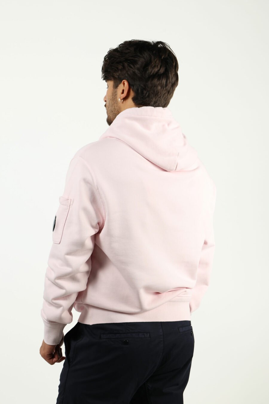 Sudadera rosa con capucha y bolsillo con minilogo lente - number13637