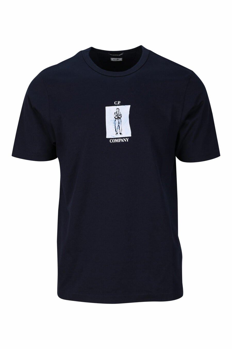 Camiseta azul oscura con logo marinero y estampado detrás - 7620943766189