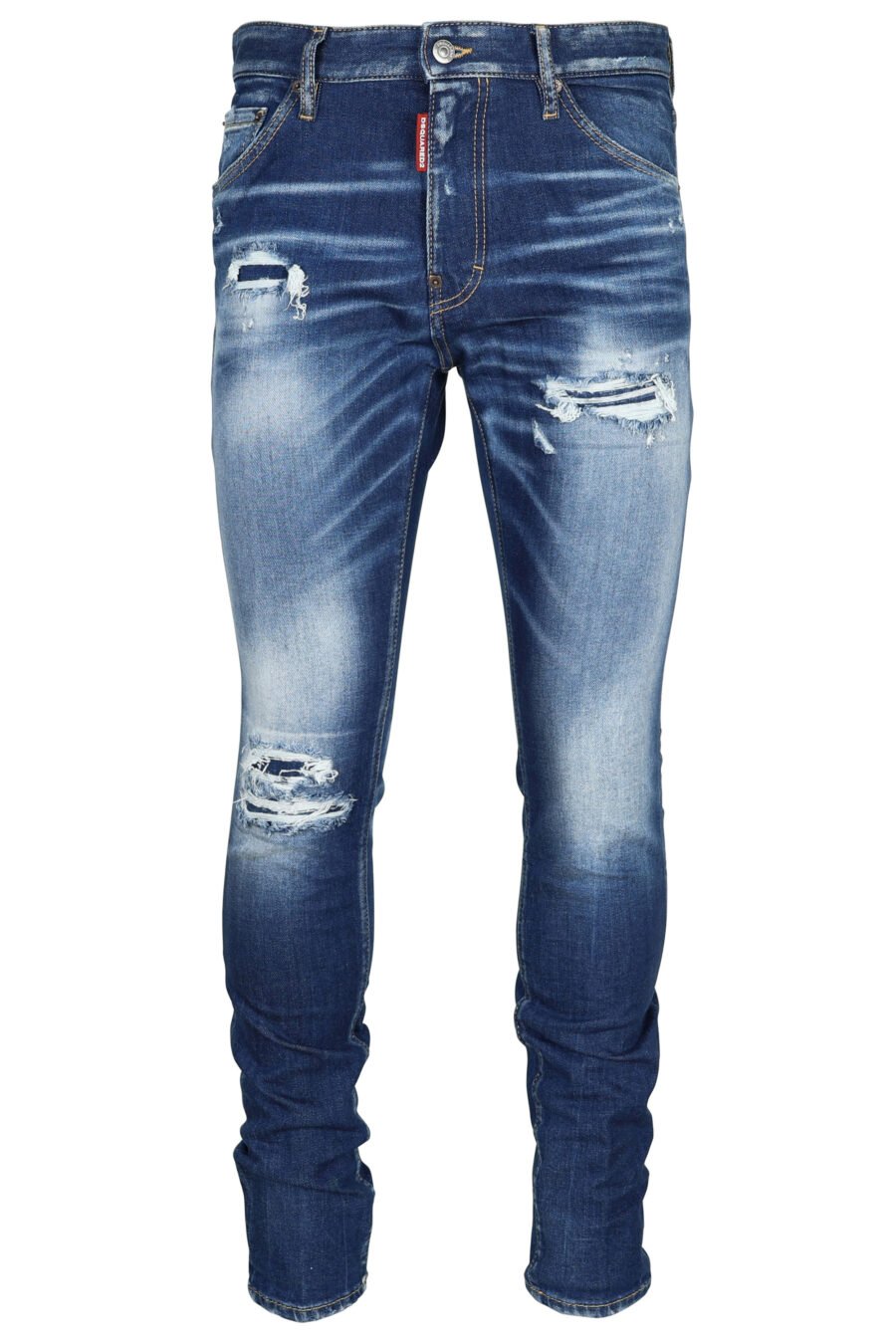 Pantalón vaquero azul claro "cool guy" con efecto lavado y rotos - 8054148339203