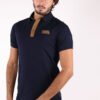 Polo azul marino de algodón con cierre de botones y logo en contraste - 4099804503998 1 1